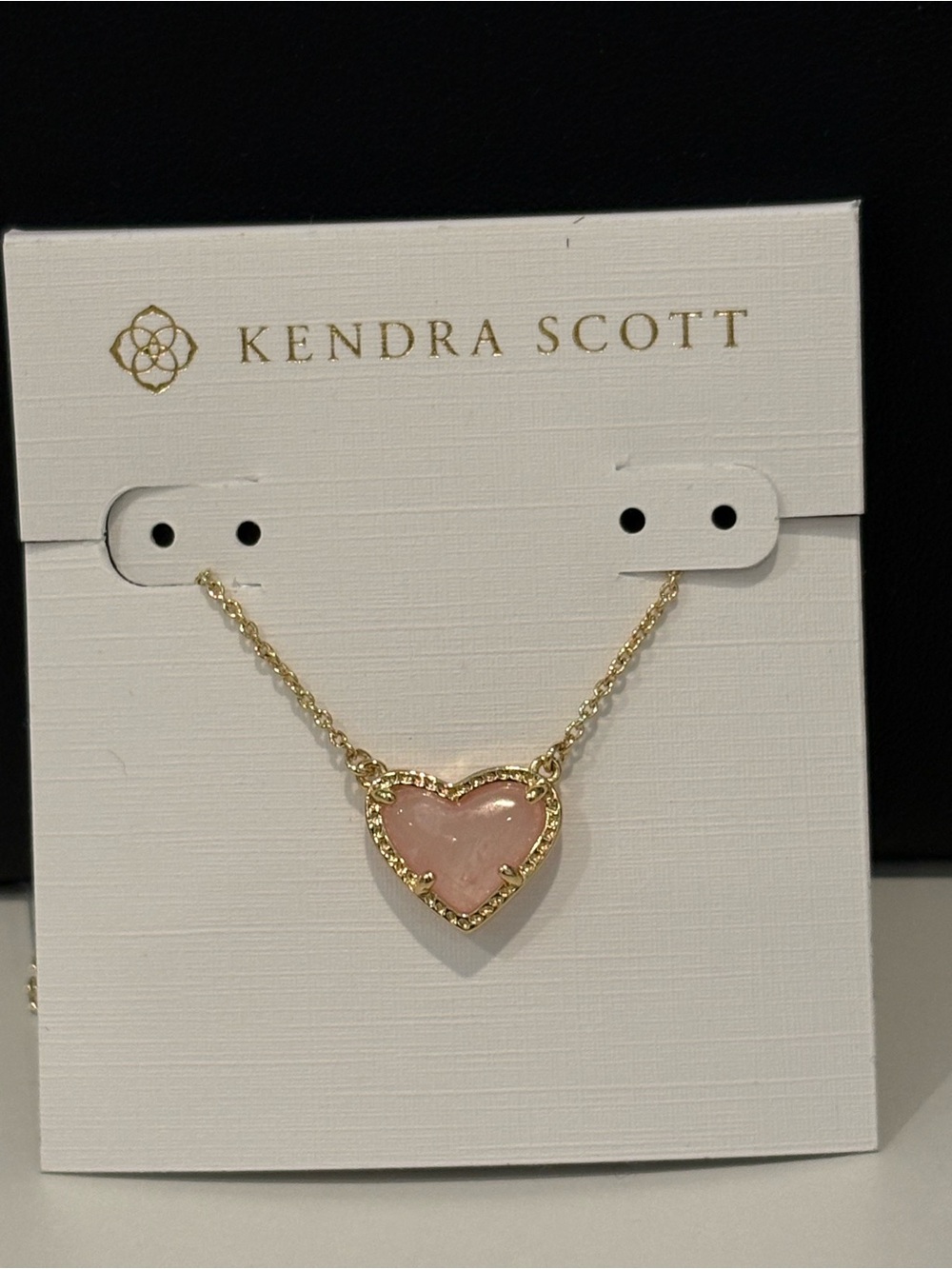 Kendra Scott Gold Heart Pendant Necklace with Pink Stone